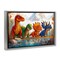 Stupell Industries Four Dinos By The Pond Floating Frame, design by Wumples